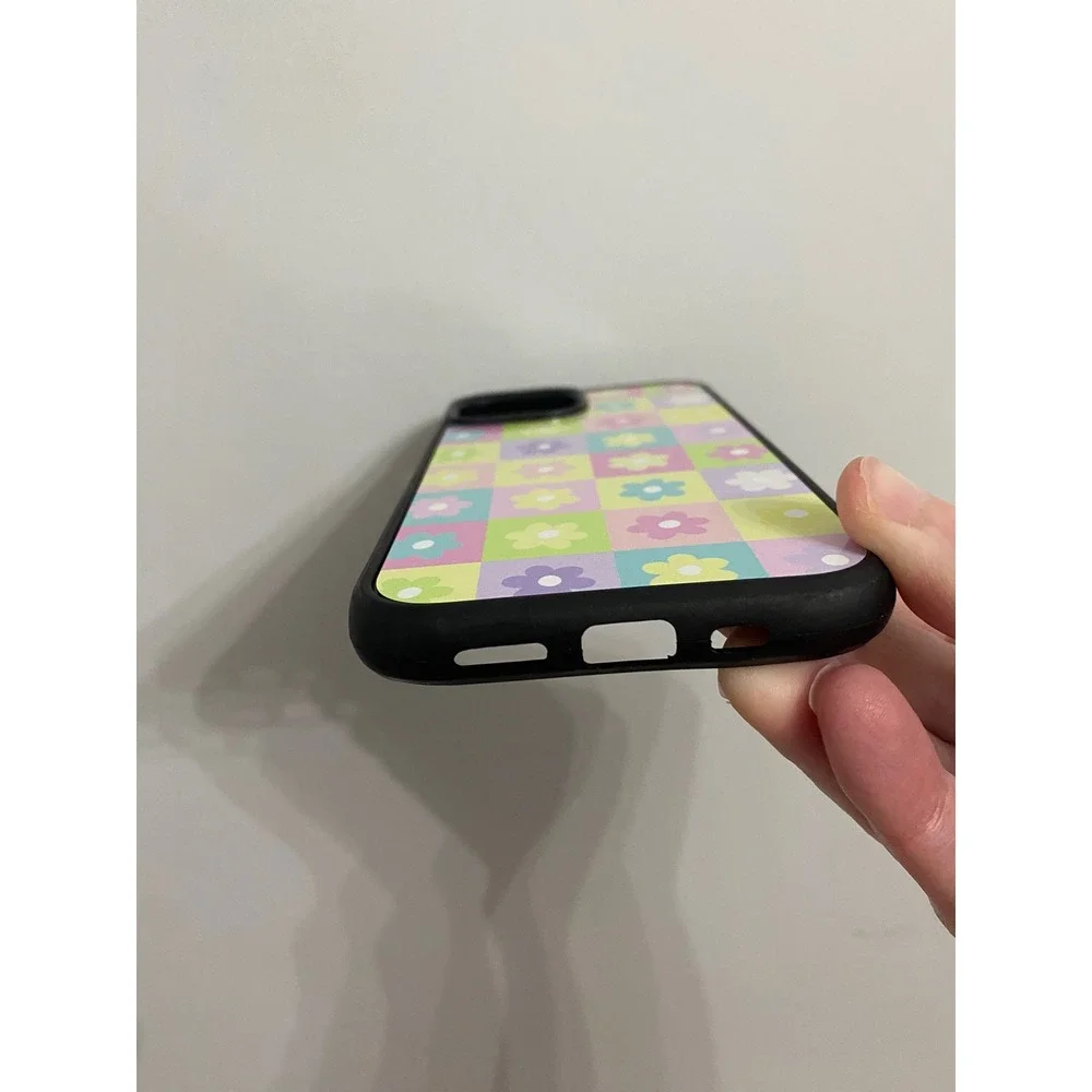 iPhone 15 Phone Case iPhone 15 Multicolor Pastel Floral Checkerboard Retro